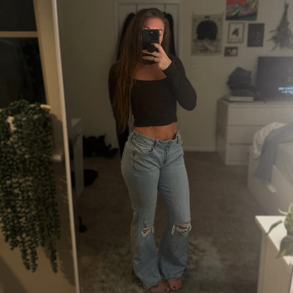American Eagle Flare Distressed Jeans